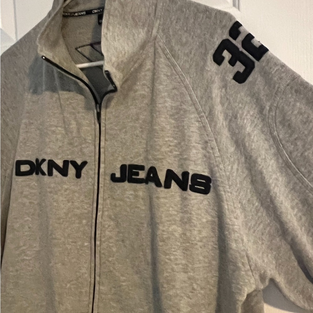 Dkny Gray Zip Up Sweater Sporty Casual